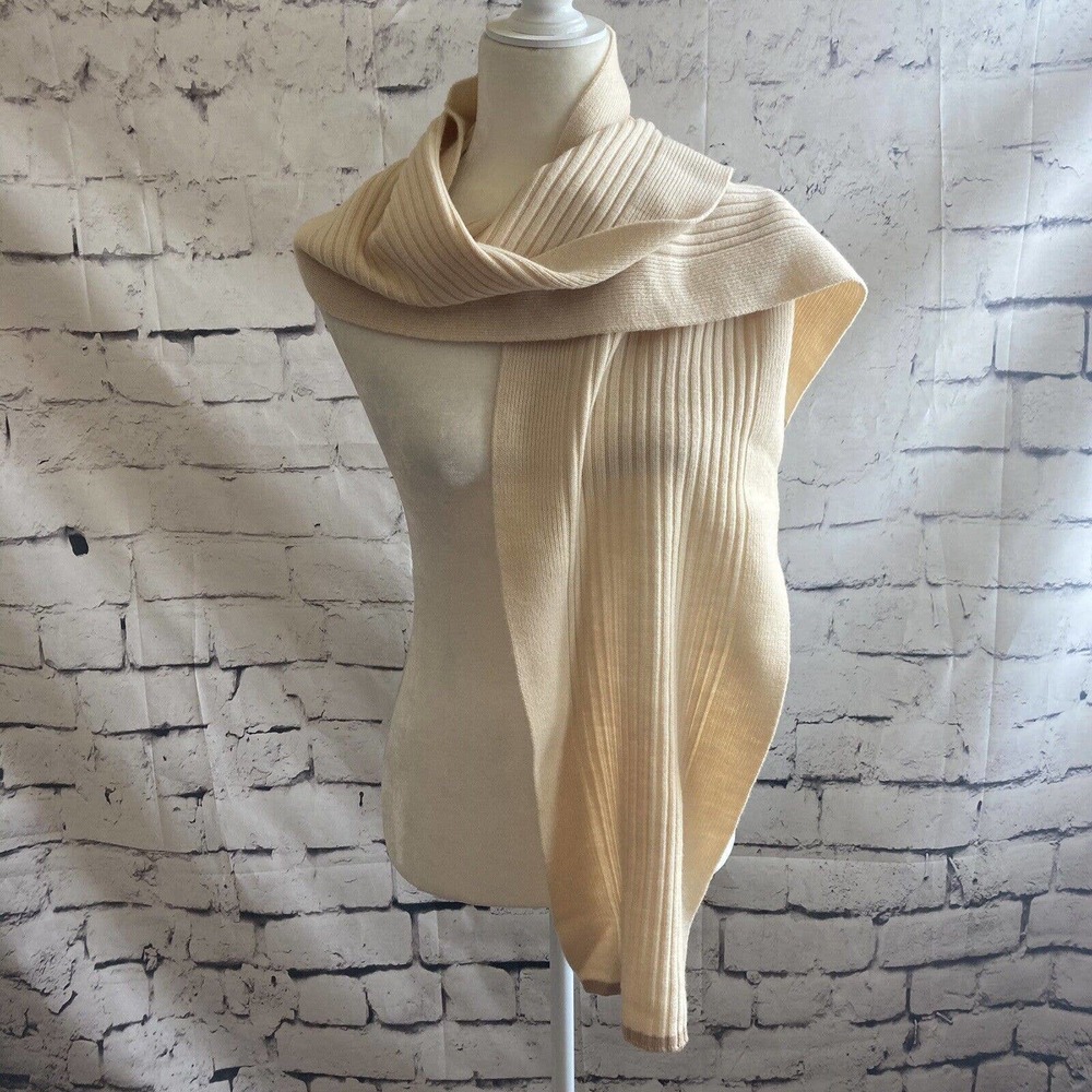 Banana Republic Scarf Wool Cream Knit Rectangle Unisex Ribbed - Picture 1 of 9